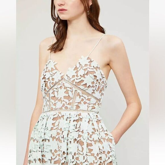 Self-Portrait Azaelea Midi Green Dress Mint Size 2 - Picture 4 of 13